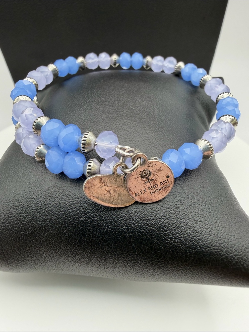 Alex and Ani Blue Ombre Faceted Beaded Bracelet with Silver Accents